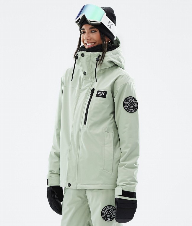 Women Dope Blizzard W Full Zip Snowboard Jackets Green | KZFLEGC-19