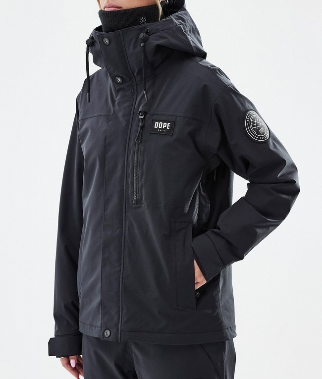 Women Dope Blizzard W Full Zip Snowboard Jackets Black | RSXKBNO-35