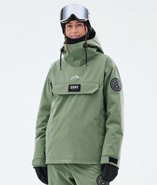 Women Dope Blizzard W Ski Jackets Green | YNVJZXQ-60