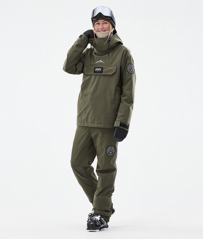 Women Dope Blizzard W Ski Pants Olive / Green | OWKLUYZ-89