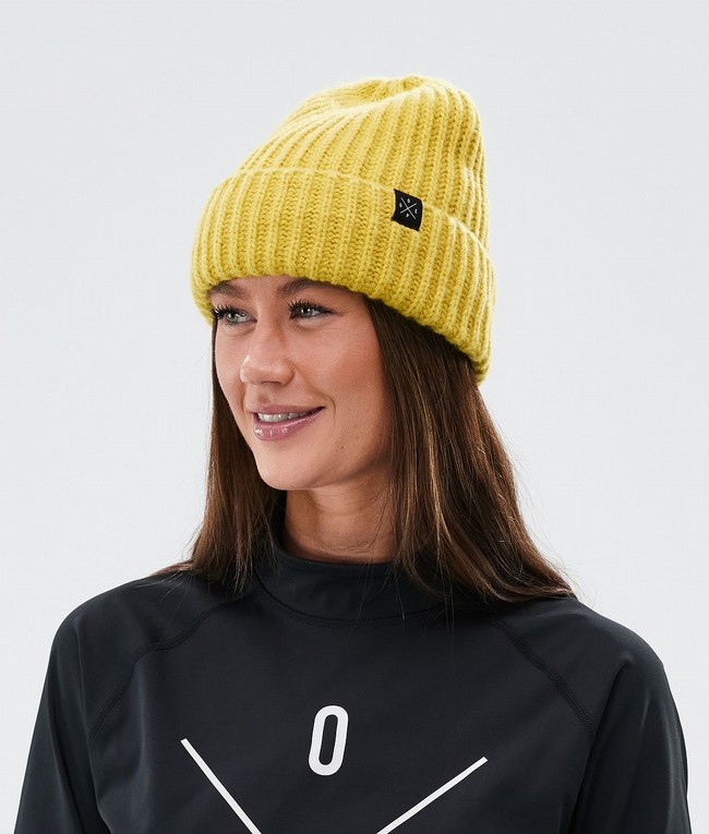 Women Dope Chunky Beanie Yellow | DPEOXBL-64