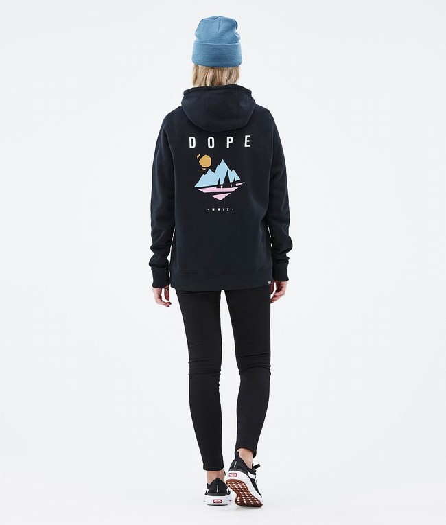 Women Dope Common W 2022 Hoodie Black / Deep Green | RBIFMNX-37