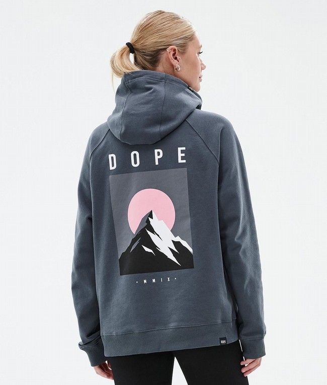 Women Dope Common W Hoodie Blue | IPUVFWC-80