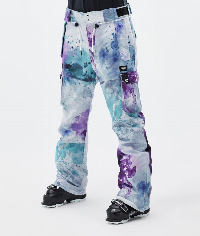 Women Dope Iconic W Ski Pants Green / Purple | KCBXVZQ-46