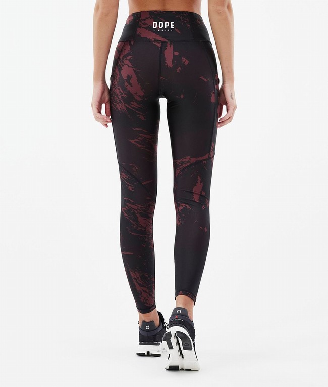 Women Dope Lofty Tech Leggings Burgundy | EJUHKYC-36