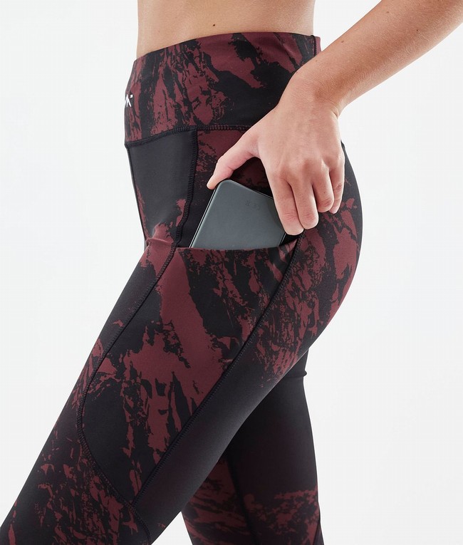 Women Dope Lofty Tech Leggings Burgundy | EJUHKYC-36