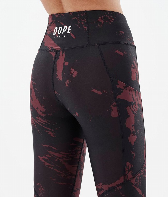 Women Dope Lofty Tech Leggings Burgundy | EJUHKYC-36