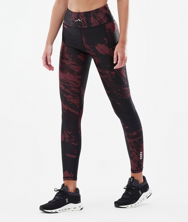 Women Dope Lofty Tech Leggings Burgundy | EJUHKYC-36