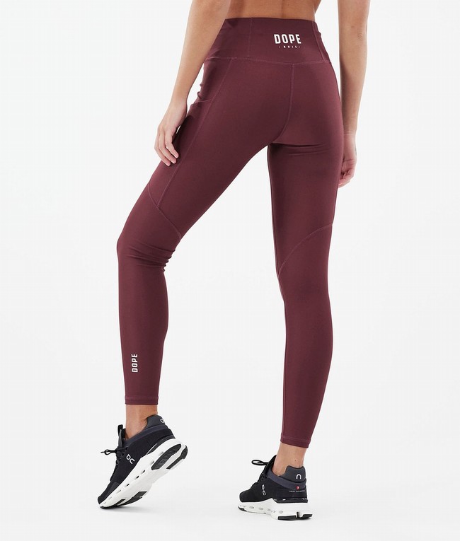 Women Dope Lofty Tech Leggings Burgundy | FRDLJMU-24