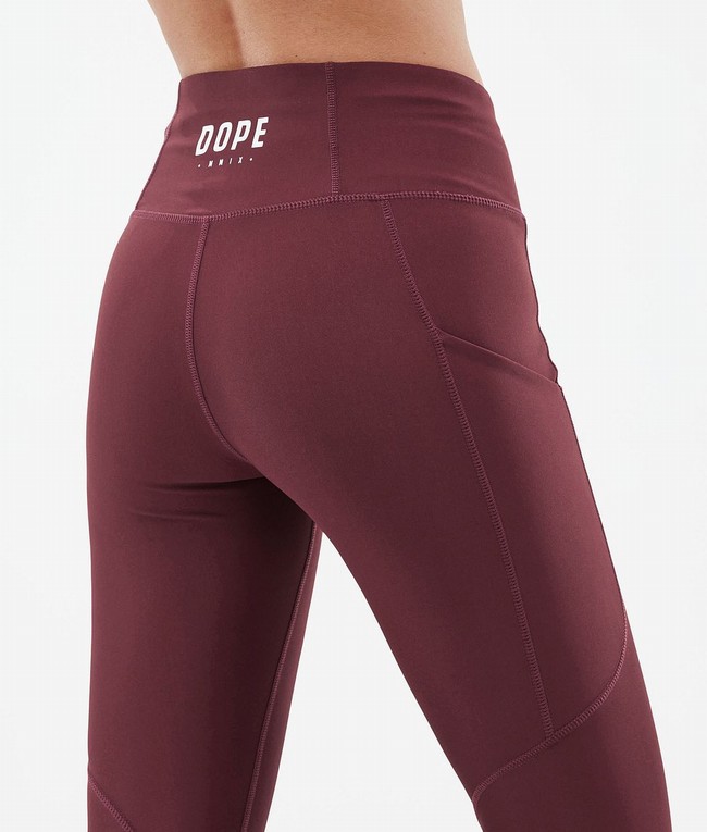 Women Dope Lofty Tech Leggings Burgundy | FRDLJMU-24