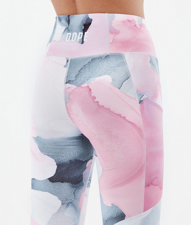 Women Dope Lofty Tech Leggings Pink / Grey / White | TSLBIXZ-54