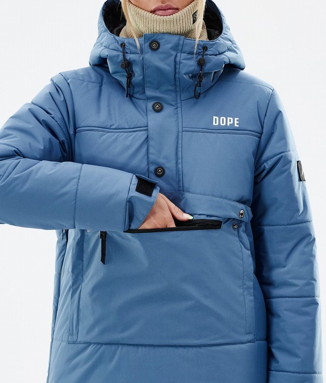 Women Dope Puffer W 2023 Ski Jackets Blue / Grey | LSAFIWY-68