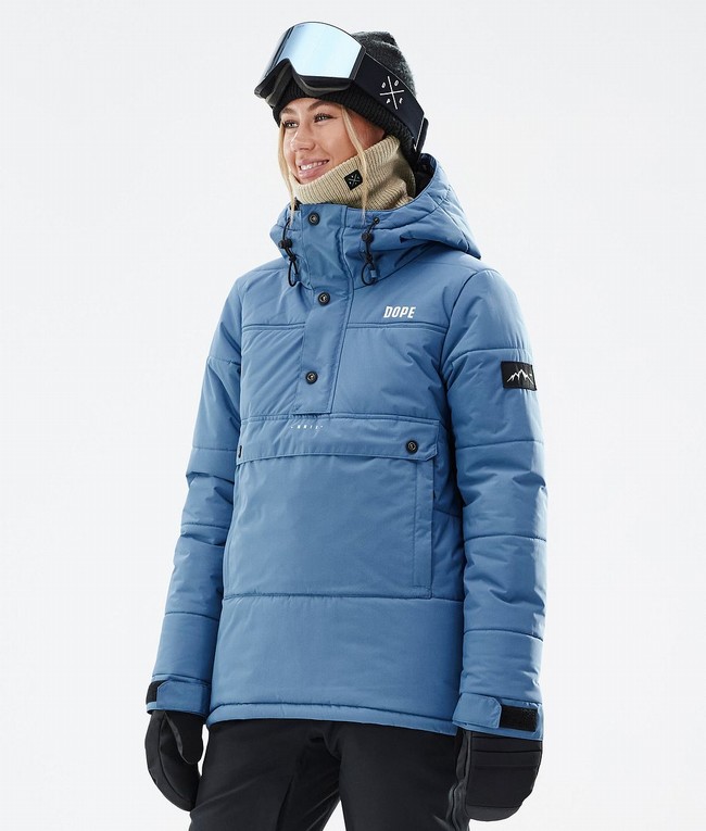 Women Dope Puffer W 2023 Ski Jackets Blue / Grey | LSAFIWY-68