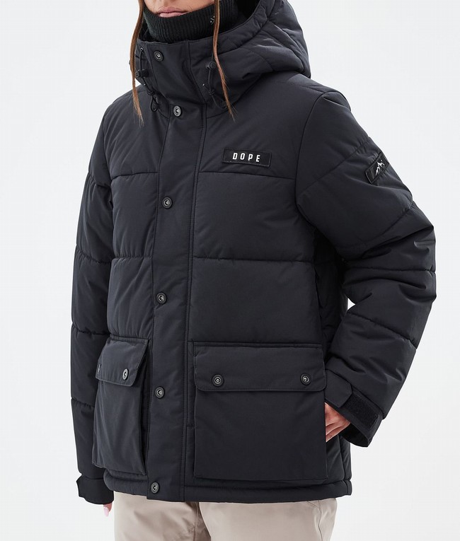 Women Dope Puffer W Full Zip Snowboard Jackets Black | QNCLZUB-27