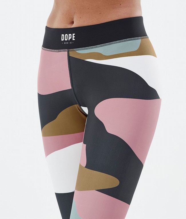 Women Dope Razor Leggings Gold / Pink | WIMRQSD-49