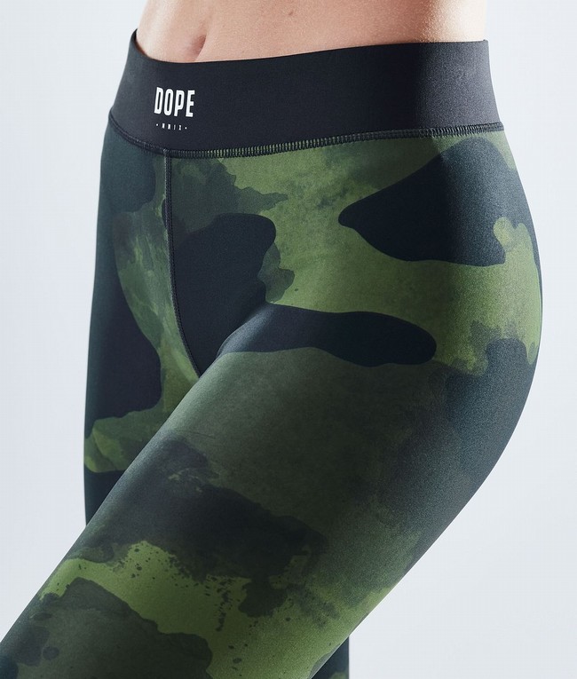 Women Dope Razor Leggings Green / Camo | LIUWEVQ-73