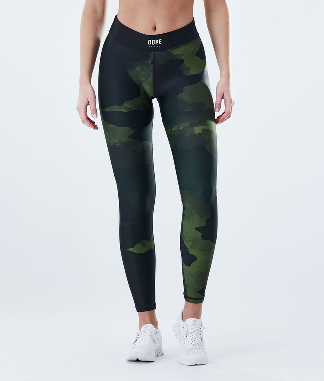 Women Dope Razor Leggings Green / Camo | LIUWEVQ-73