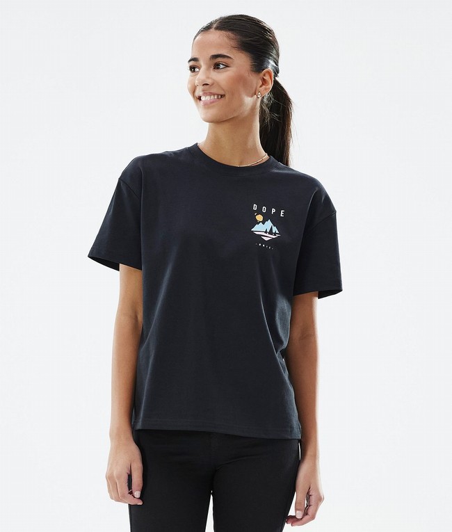 Women Dope Standard W 2022 T-shirts Black / Deep Green | RPYJUST-46