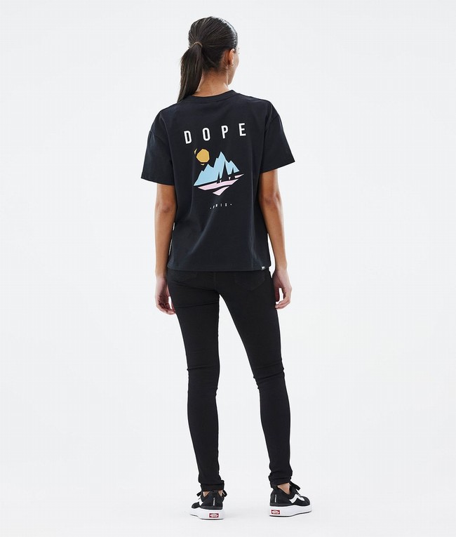 Women Dope Standard W 2022 T-shirts Black / Deep Green | RPYJUST-46