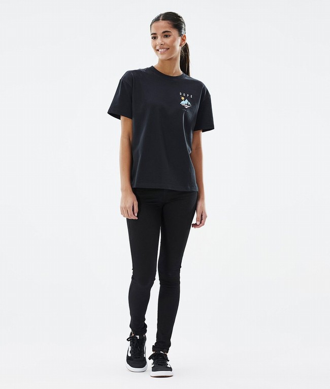 Women Dope Standard W 2022 T-shirts Black / Deep Green | RPYJUST-46