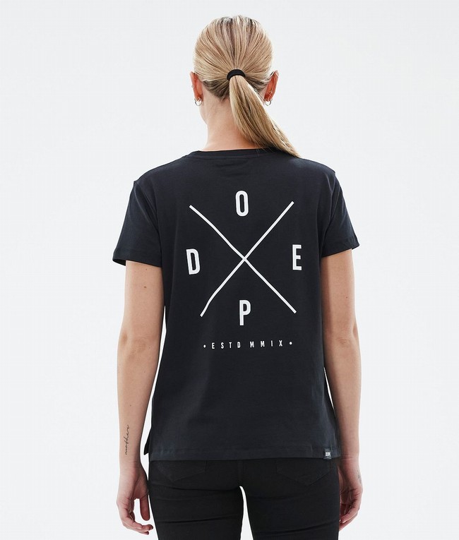 Women Dope Standard W T-shirts Black | SMHCQTZ-47