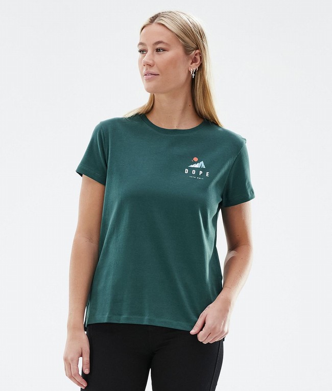 Women Dope Standard W T-shirts Green | WLJETCM-75