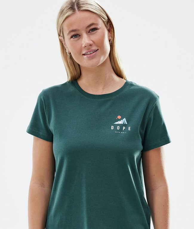 Women Dope Standard W T-shirts Green | WLJETCM-75