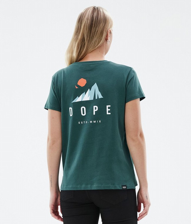 Women Dope Standard W T-shirts Green | WLJETCM-75